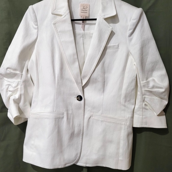 $395 Unworn Cinq A Sept Khloe White Denim Blazer - Picture 5 of 10